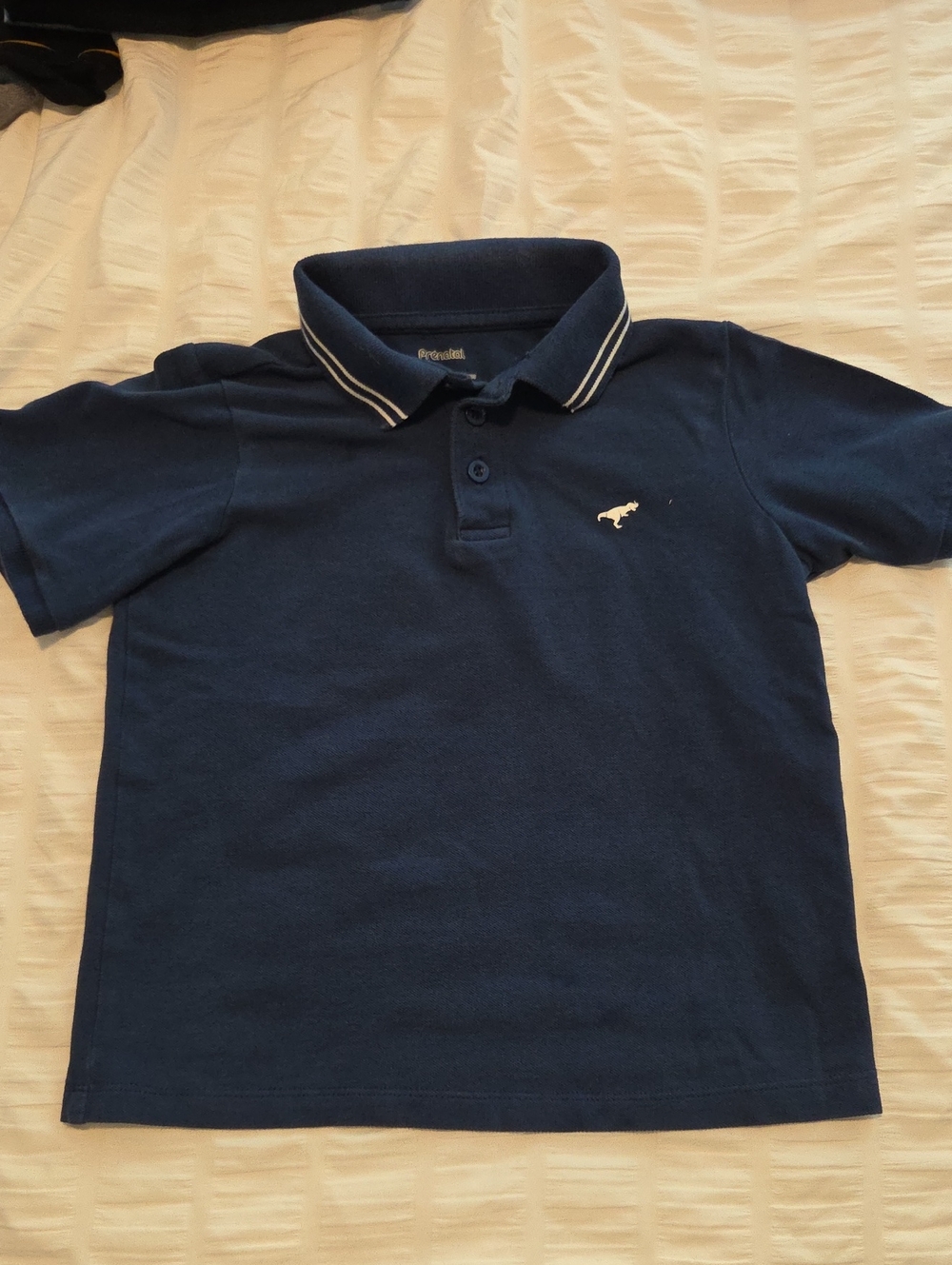 Boys Classic Navy Polo with Contrast Stripe Collar